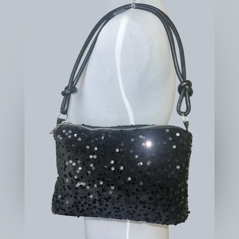 Black Sequin Handbag Black Purse Shoulder Bag NEW